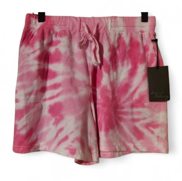 Jane and Delancey Pants - NWT JANE AND DELANCEY Pink Tie Dye Drawstring Shorts - Medium